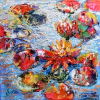 Water Lily in Pond  24''x24'' —SOLD