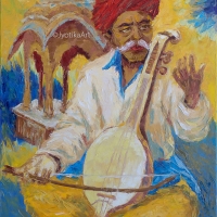  Street Musician, Rajasthan 24''x36'' oil