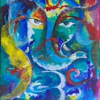 Ganesh in Blue 18''x24'' acrylic